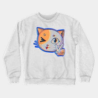 Cat peace sign glitch Crewneck Sweatshirt